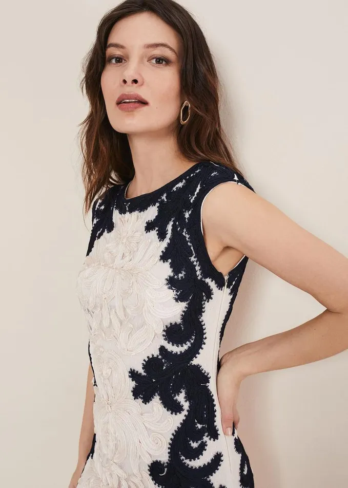 Phase Eight Salima Tapework Dress Navyivory Women Dresses