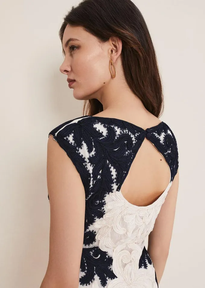 Phase Eight Salima Tapework Dress Navyivory Women Dresses