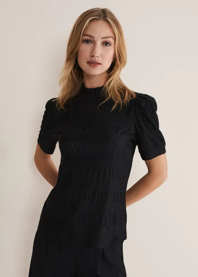 Phase Eight Samiha Textured Top Black Women Tops and TShirts