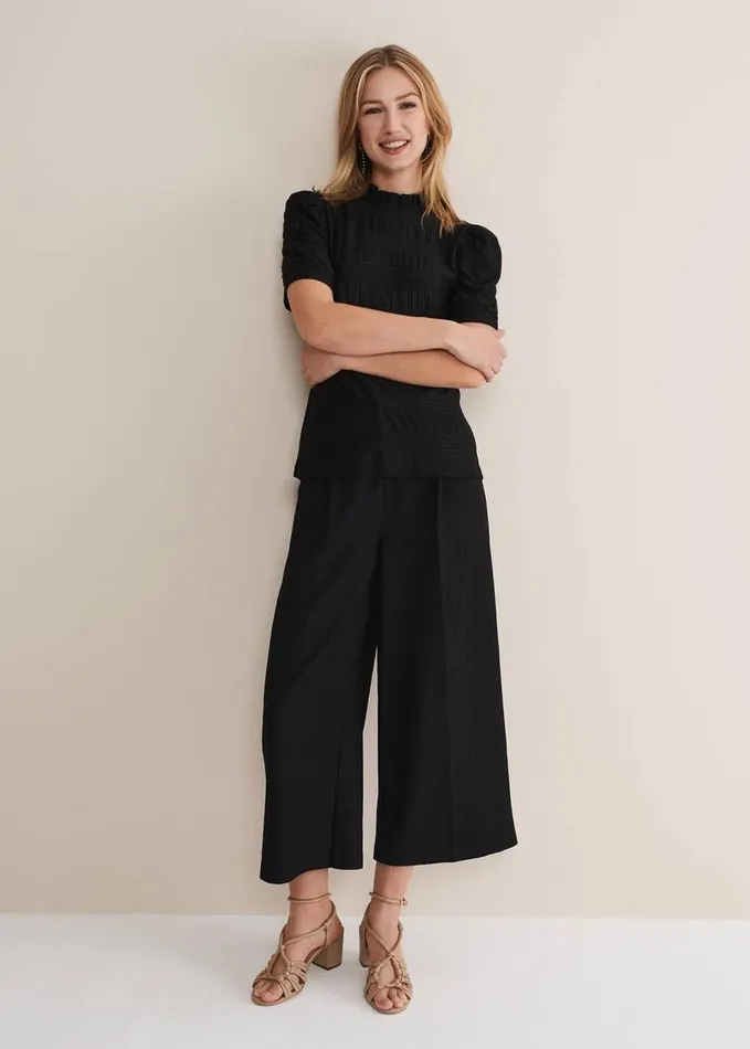 Phase Eight Samiha Textured Top Black Women Tops and TShirts