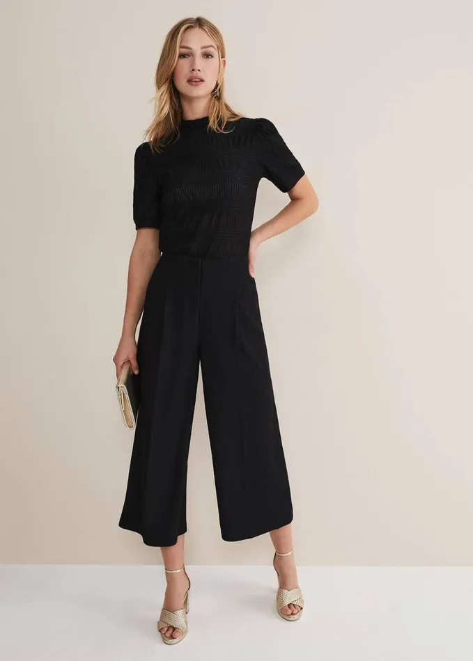 Phase Eight Samiha Textured Top Black Women Tops and TShirts