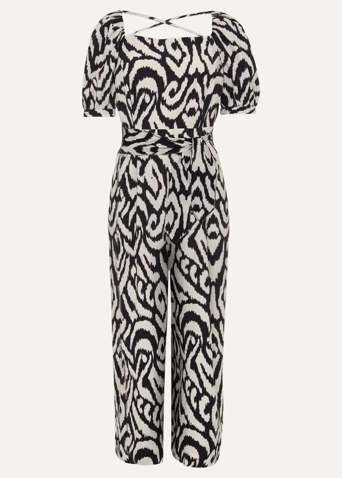 Phase Eight Sara Ikat Wide Leg Jumpsuit Blackcream Women Jumpsuits