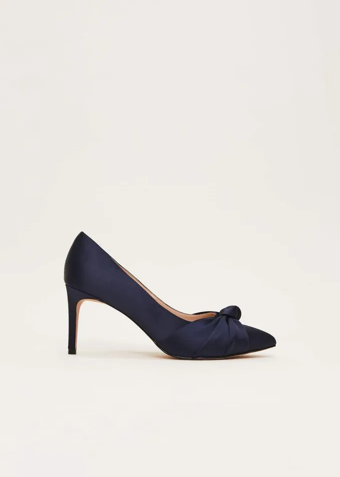Phase Eight Satin Knot Front Court Shoe Navy Women Occasion Shoes