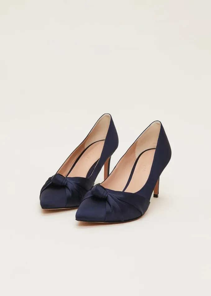 Phase Eight Satin Knot Front Court Shoe Navy Women Occasion Shoes