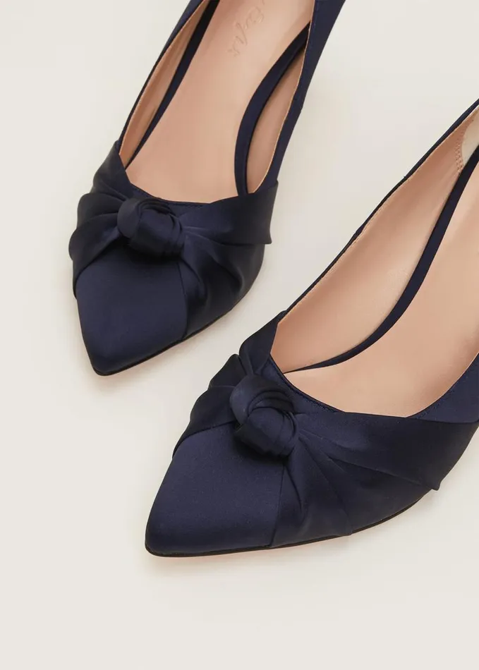 Phase Eight Satin Knot Front Court Shoe Navy Women Occasion Shoes