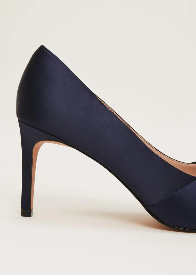 Phase Eight Satin Knot Front Court Shoe Navy Women Occasion Shoes