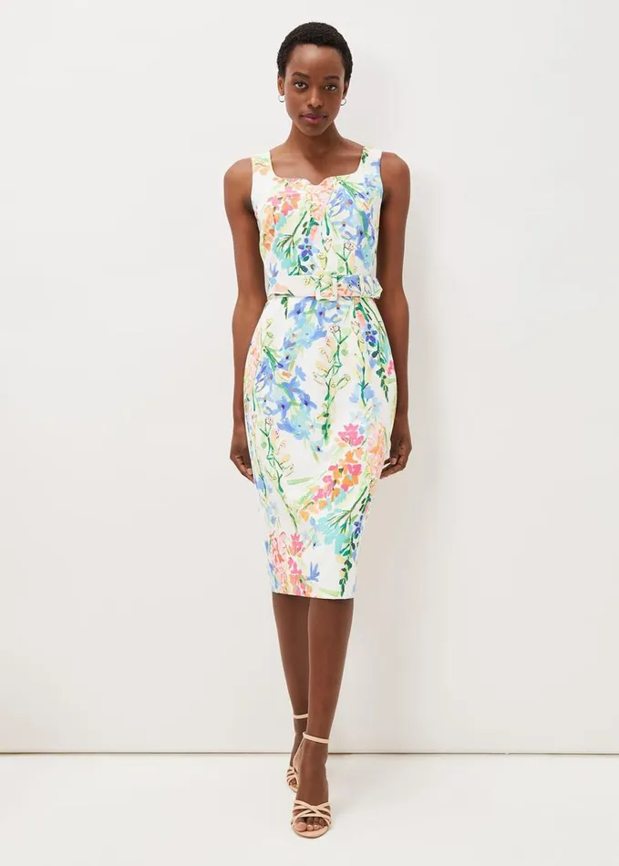 Phase Eight Serina Floral Midi Dress Ivory Multi Women Dresses
