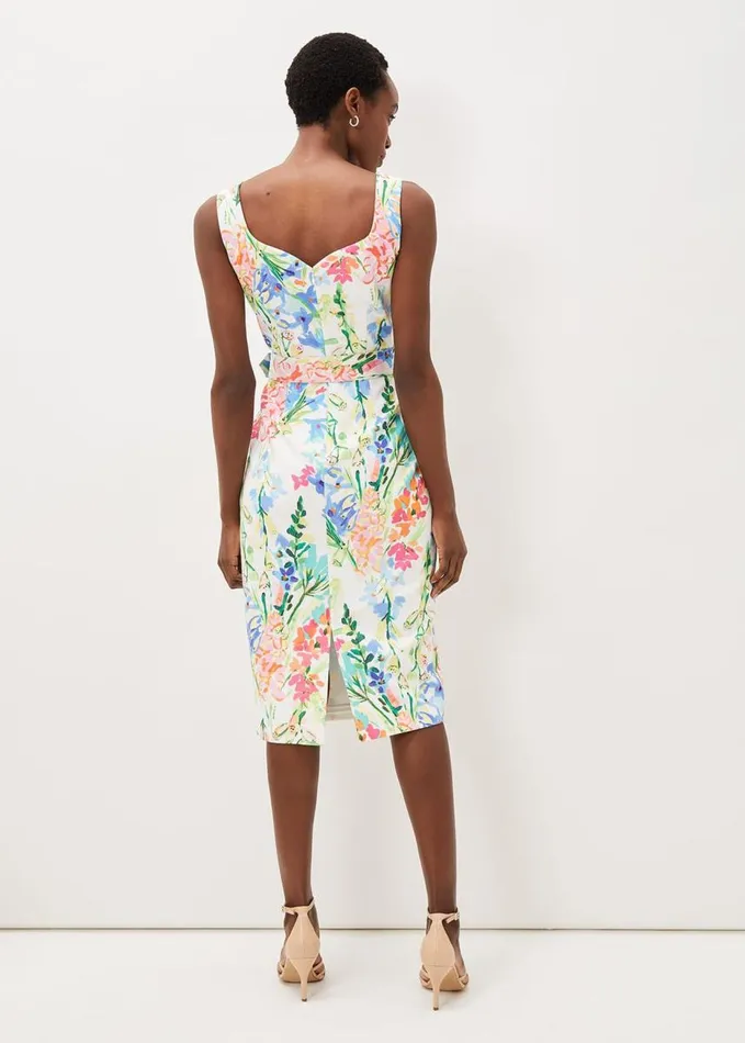 Phase Eight Serina Floral Midi Dress Ivory Multi Women Dresses