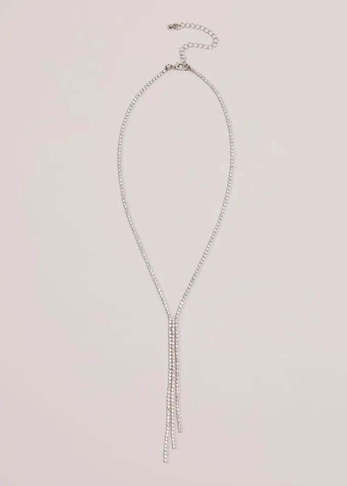 Phase Eight Short Sparkly Lariat Necklace Silver Women Jewellery