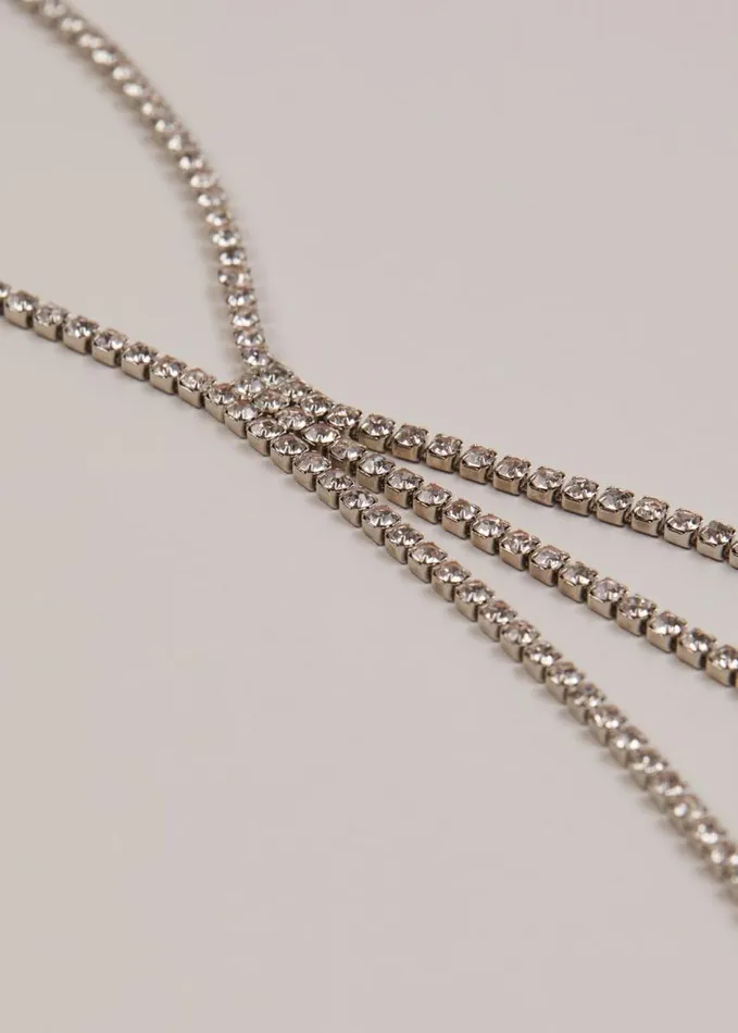 Phase Eight Short Sparkly Lariat Necklace Silver Women Jewellery