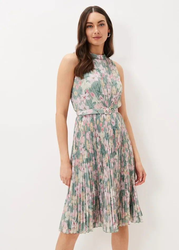 Phase Eight Simara Floral Pleated Dress Sagemulti Women Dresses