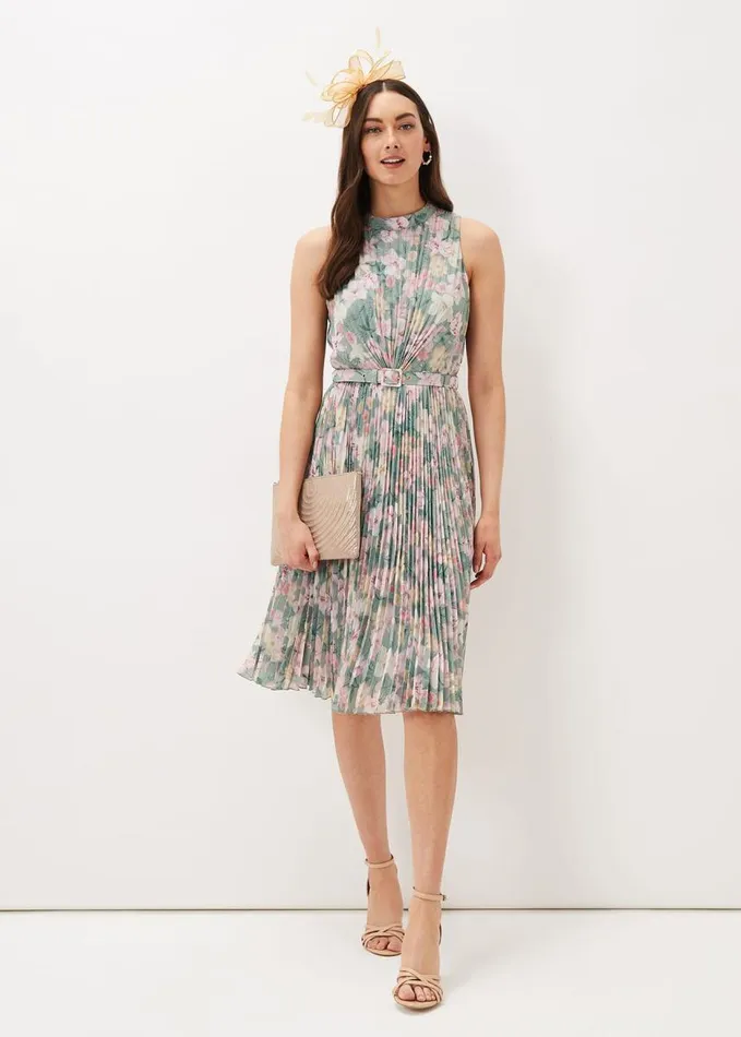 Phase Eight Simara Floral Pleated Dress Sagemulti Women Dresses