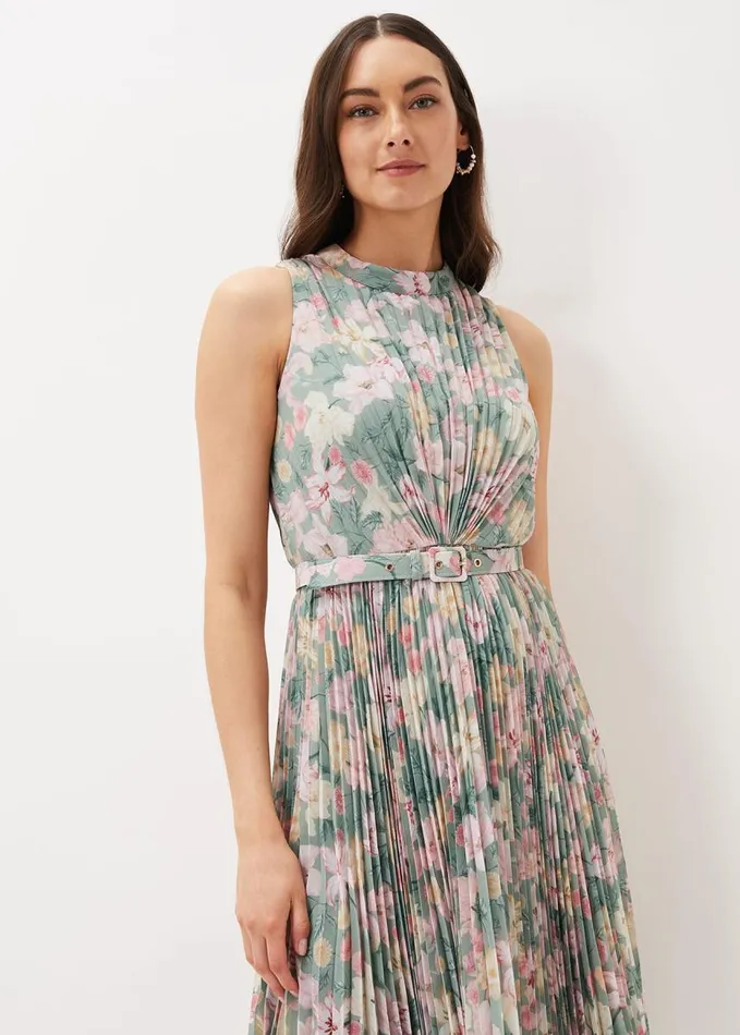 Phase Eight Simara Floral Pleated Dress Sagemulti Women Dresses