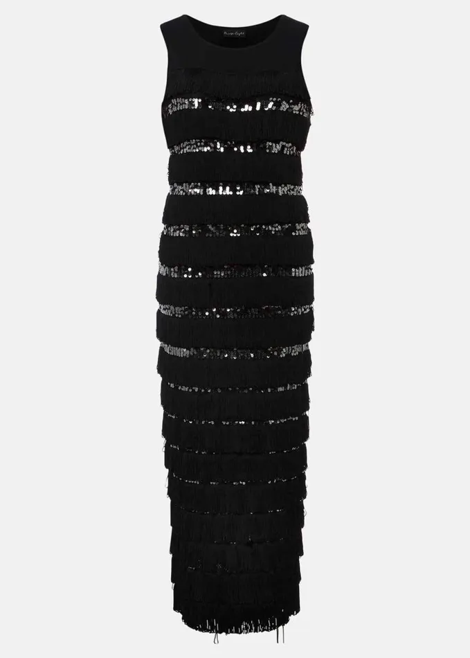 Phase Eight Sofianne Fringe Maxi Dress Blackpewter Women Dresses