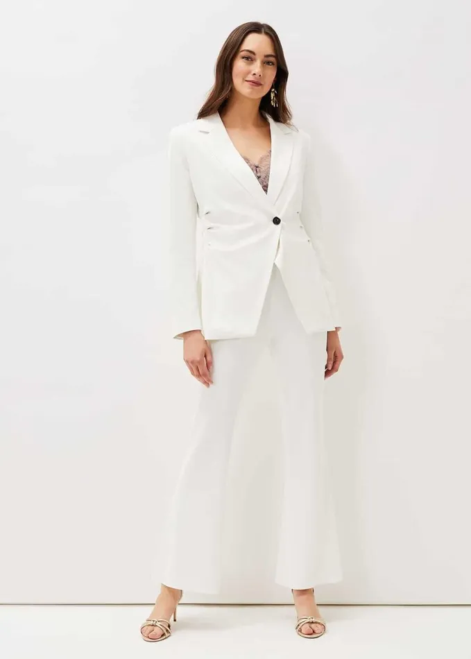 Phase Eight Solange Flared Suit Trousers Ivory Women Trousers