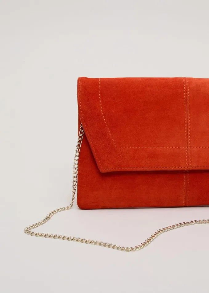 Phase Eight Square Suede Clutch Red Women Bags and Clutches