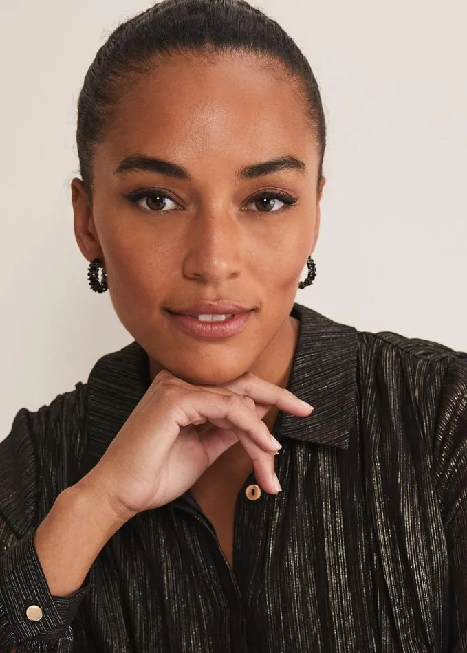 Phase Eight Stone Detail Hoop Earring Black Women Jewellery