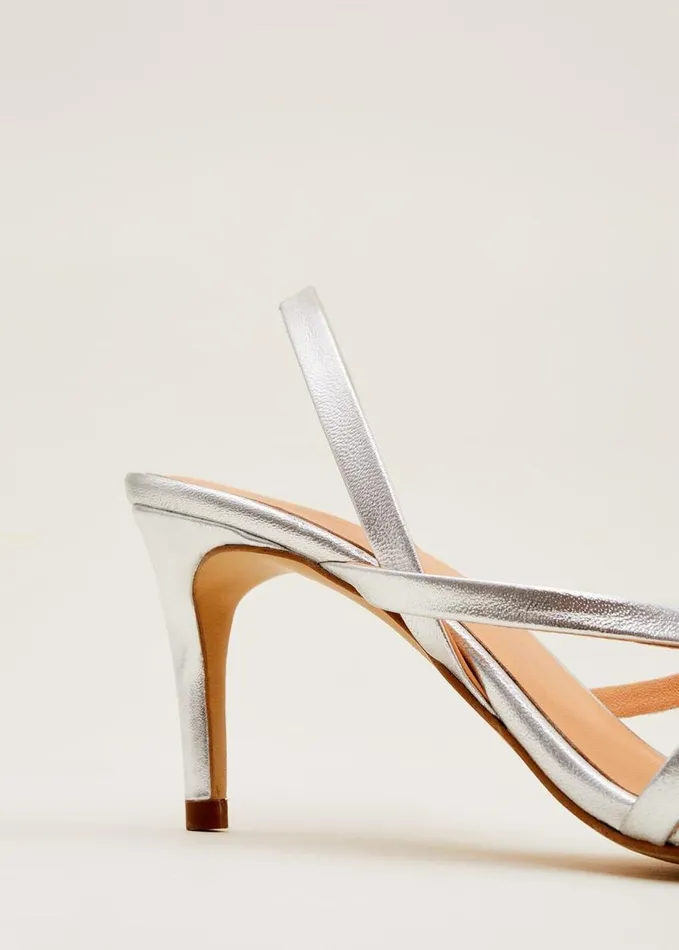 Phase Eight Strappy Sling Back Sandals Silver Women Occasion Shoes