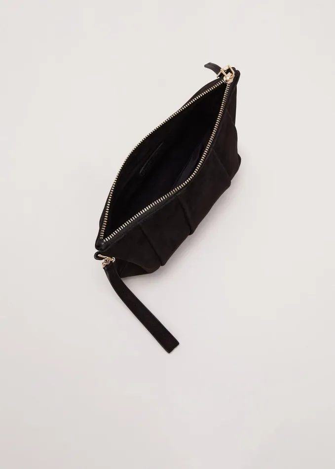 Phase Eight Suede Pleated Clutch Bag Black Women Bags and Clutches
