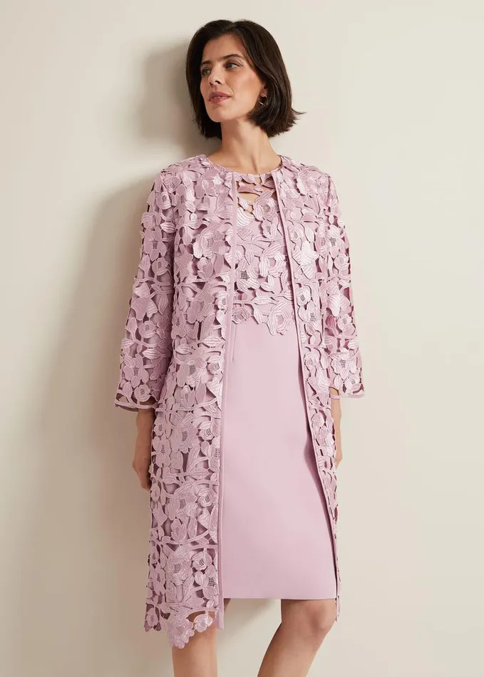 Phase Eight Tallula Lace Coat Pink Women Jackets