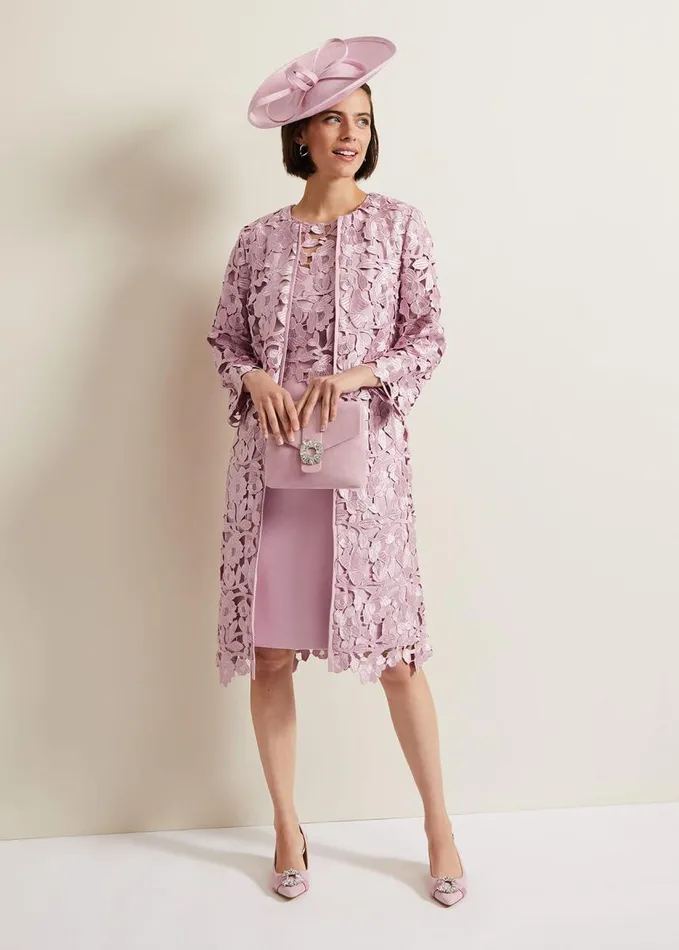 Phase Eight Tallula Lace Coat Pink Women Jackets