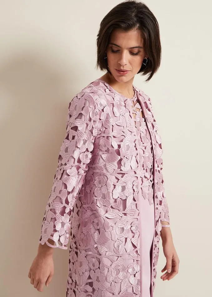 Phase Eight Tallula Lace Coat Pink Women Jackets