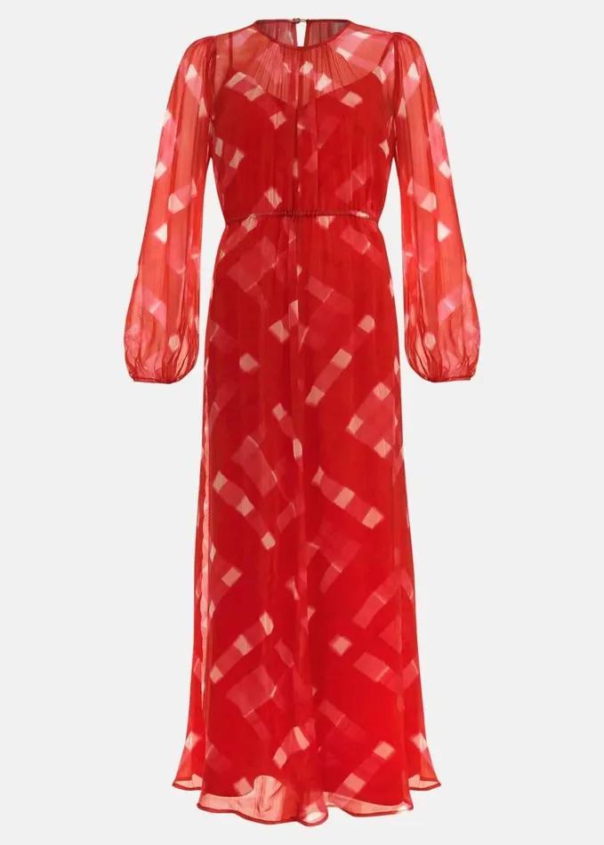 Phase Eight Tatianna Check Maxi Dress Red Women Dresses