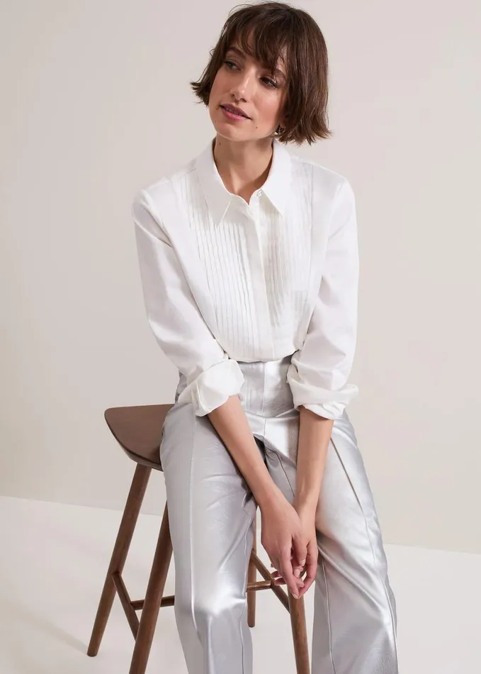 Phase Eight Tiana Tuxedo Shirt Ivory Women Shirts and Blouses