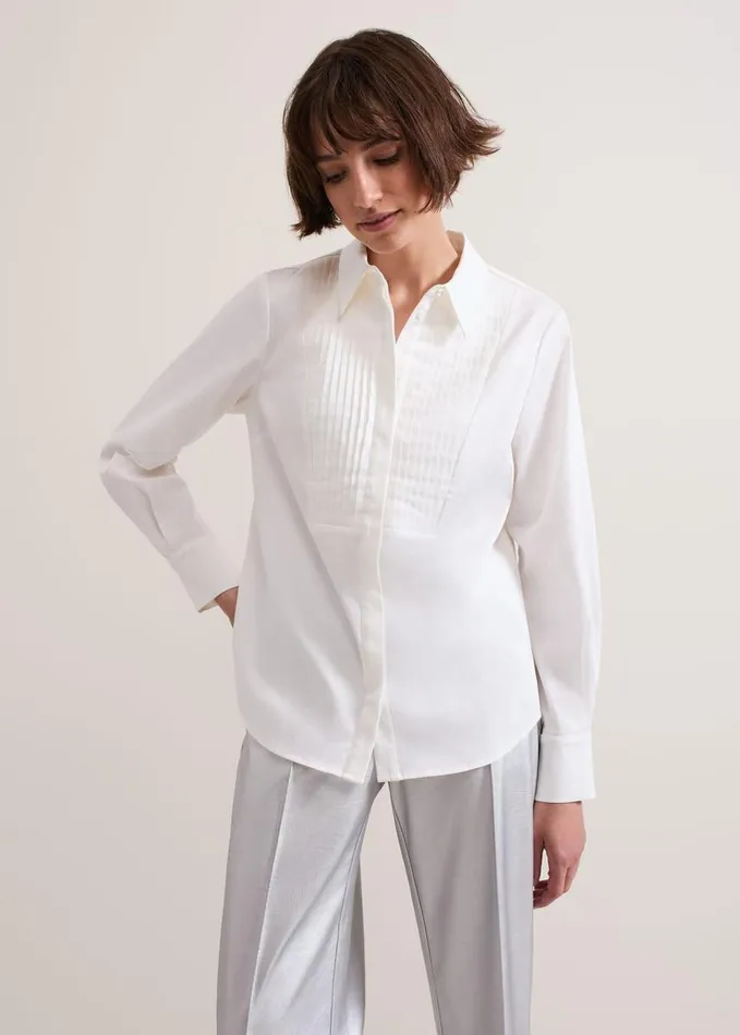 Phase Eight Tiana Tuxedo Shirt Ivory Women Shirts and Blouses