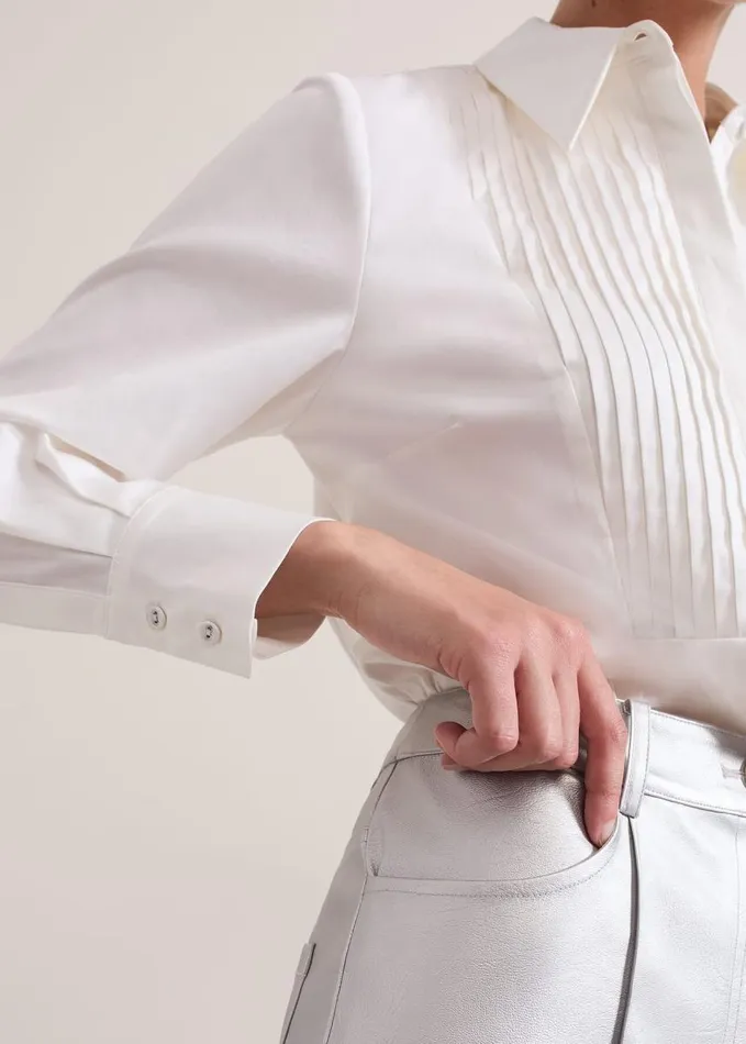 Phase Eight Tiana Tuxedo Shirt Ivory Women Shirts and Blouses