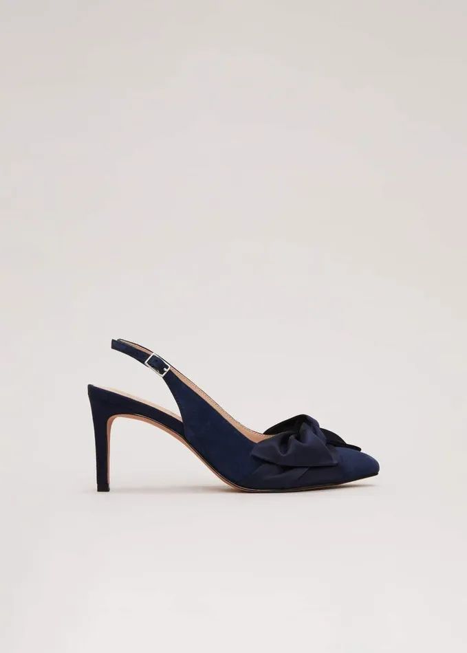 Phase Eight Twist Front Slingback Shoes Navy Women Occasion Shoes