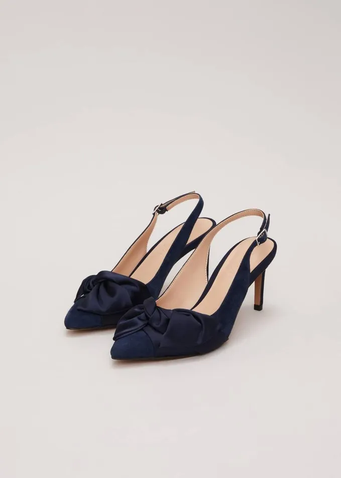 Phase Eight Twist Front Slingback Shoes Navy Women Occasion Shoes