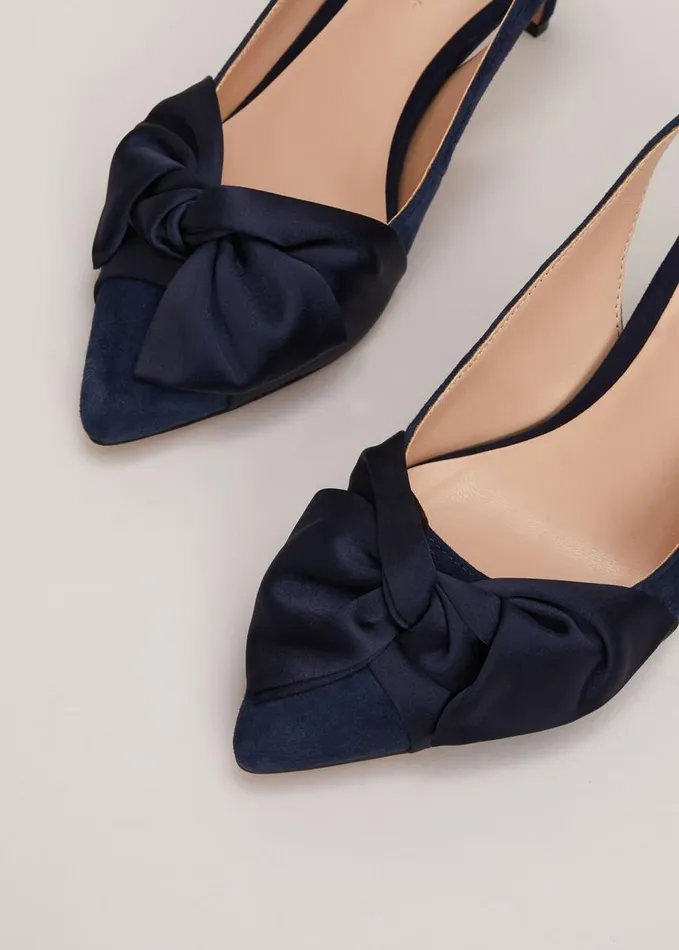 Phase Eight Twist Front Slingback Shoes Navy Women Occasion Shoes