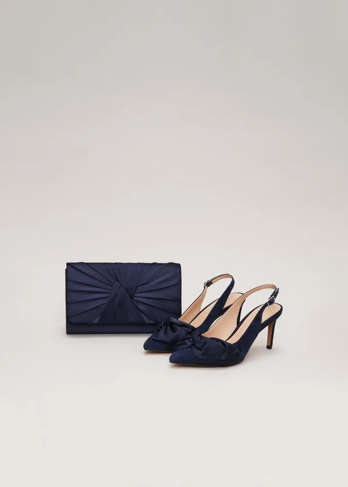 Phase Eight Twist Front Slingback Shoes Navy Women Occasion Shoes