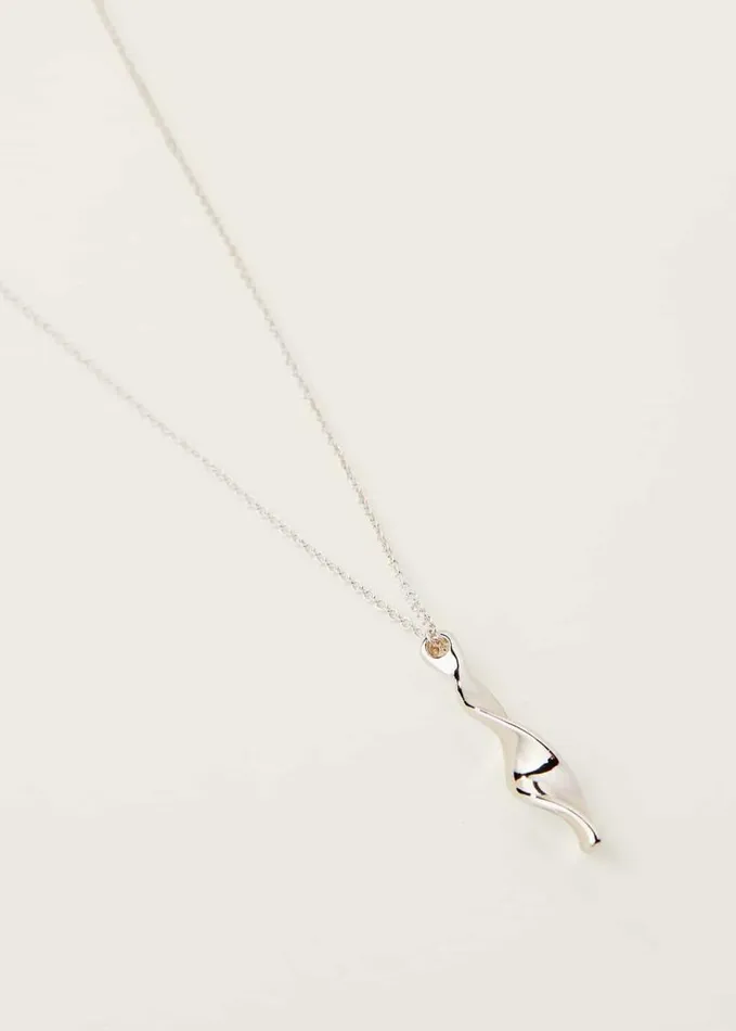 Phase Eight Twist Pendant Long Necklace Silver Women Jewellery