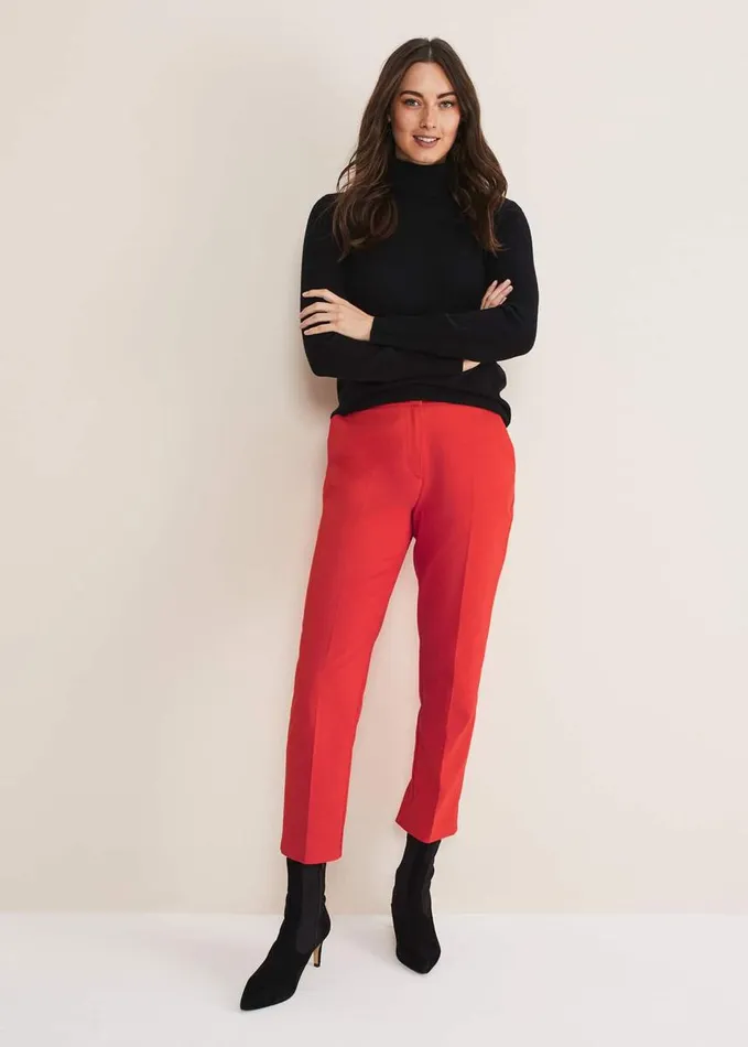 Phase Eight Ulrica Straight Leg Trousers Red Women Trousers