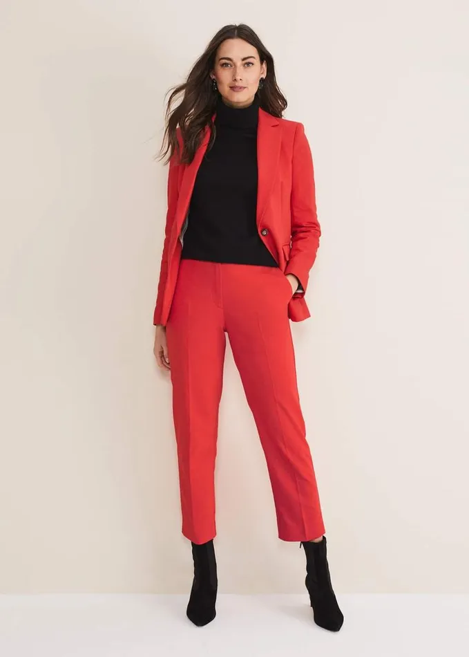 Phase Eight Ulrica Straight Leg Trousers Red Women Trousers