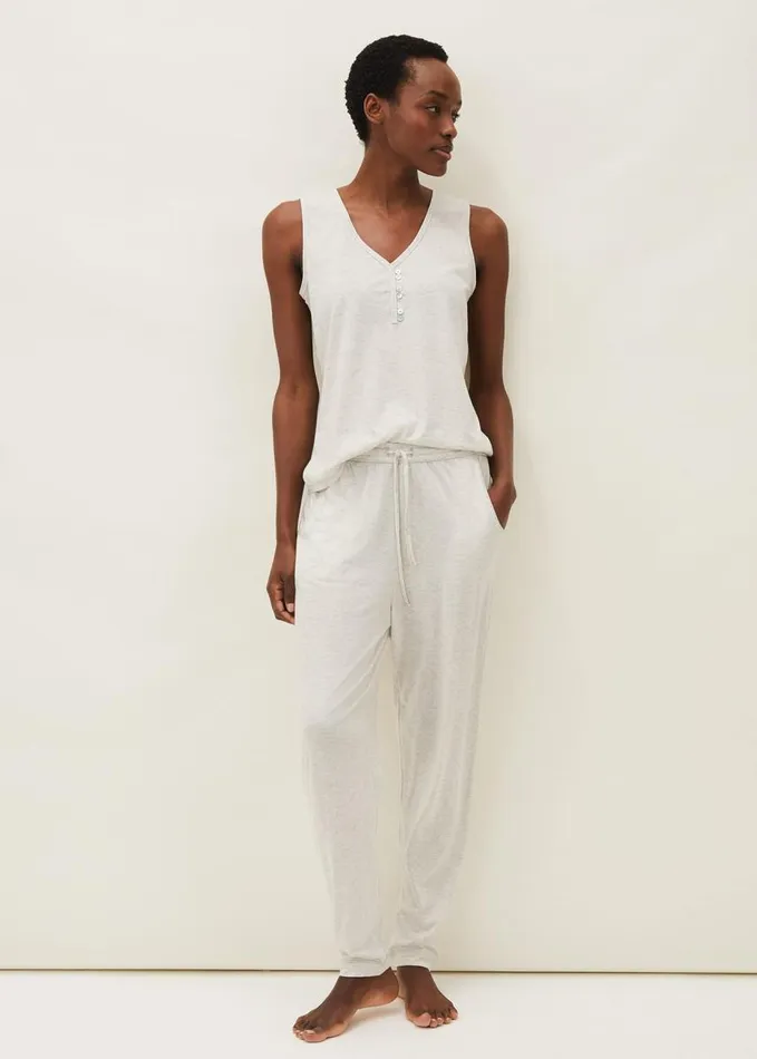 Phase Eight Vest Top And Trouser Pyjama Set Grey Marl Women Shirts and Blouses