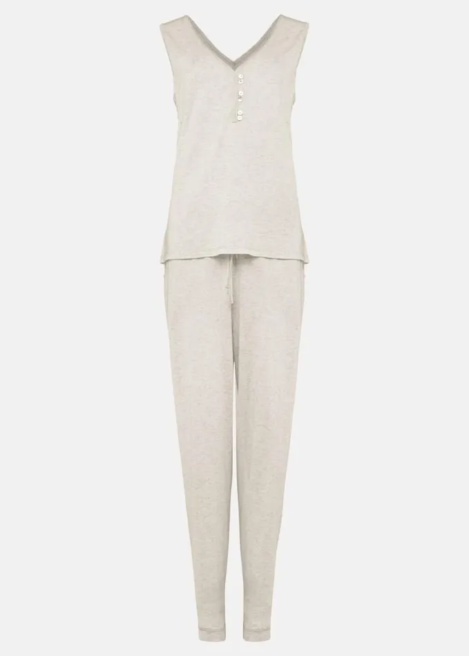 Phase Eight Vest Top And Trouser Pyjama Set Grey Marl Women Shirts and Blouses