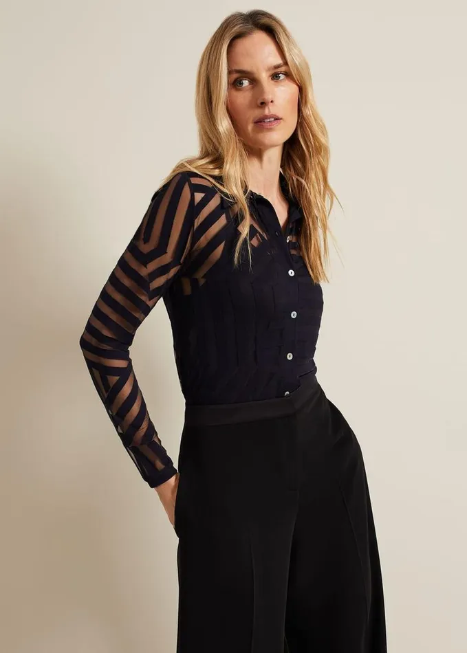 Phase Eight Vida Burnout Top Navy Women Tops and TShirts
