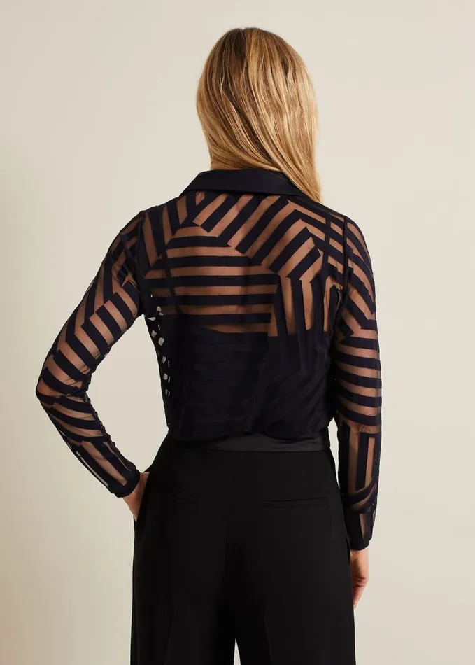 Phase Eight Vida Burnout Top Navy Women Tops and TShirts