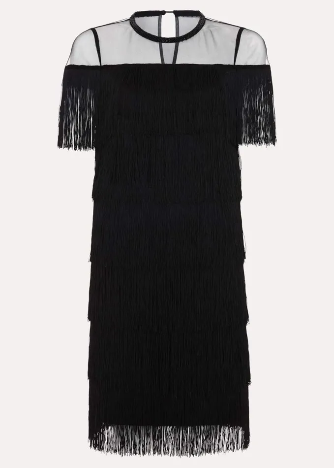 Phase Eight Viola Black Fringe Mini Dress Black Women Dresses