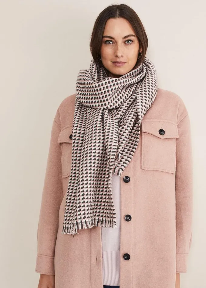 Phase Eight Weave Checked Scarf Multicoloured Women Scarves