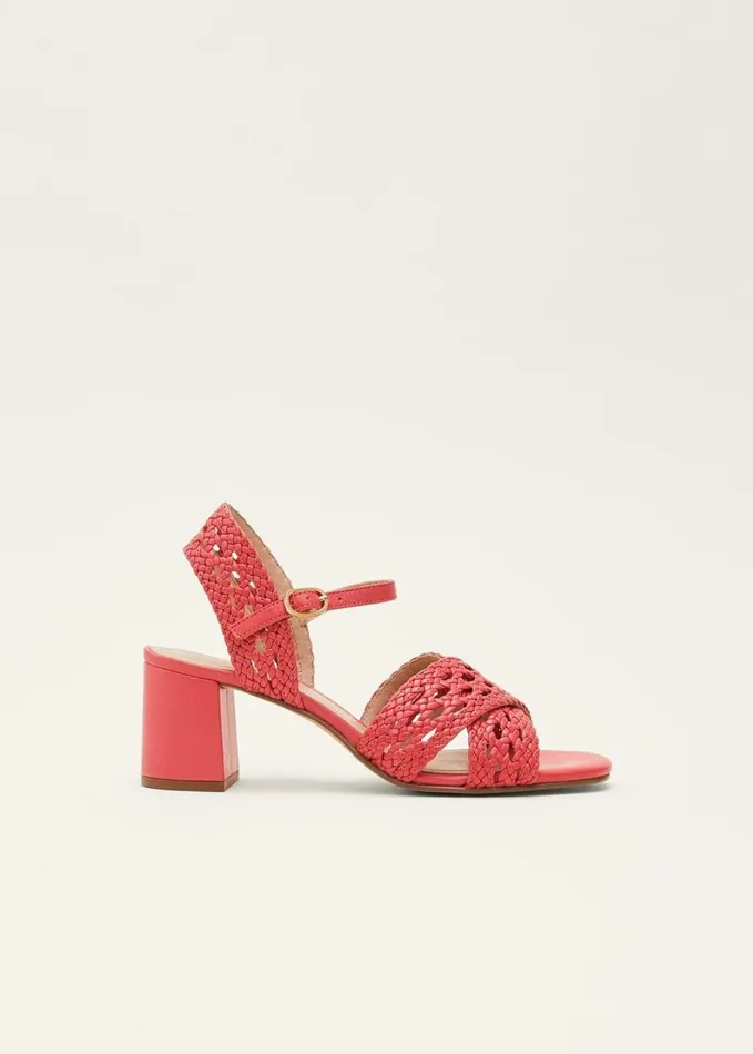 Phase Eight Weave Heeled Sandal Coral Women Heels