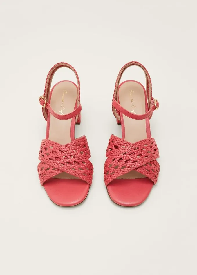Phase Eight Weave Heeled Sandal Coral Women Heels