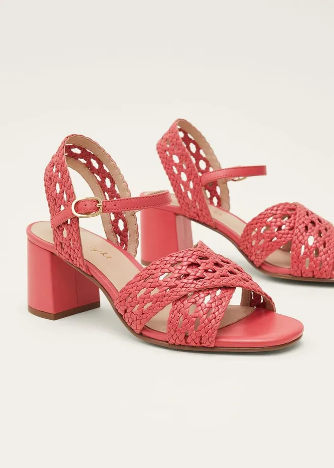 Phase Eight Weave Heeled Sandal Coral Women Heels