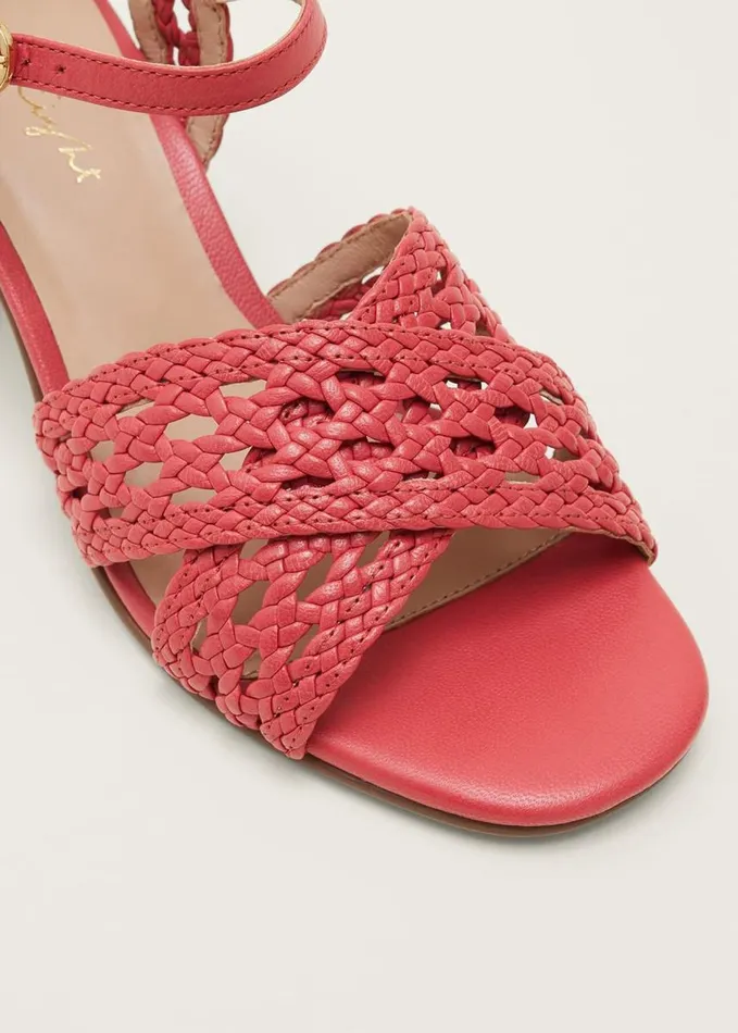 Phase Eight Weave Heeled Sandal Coral Women Heels