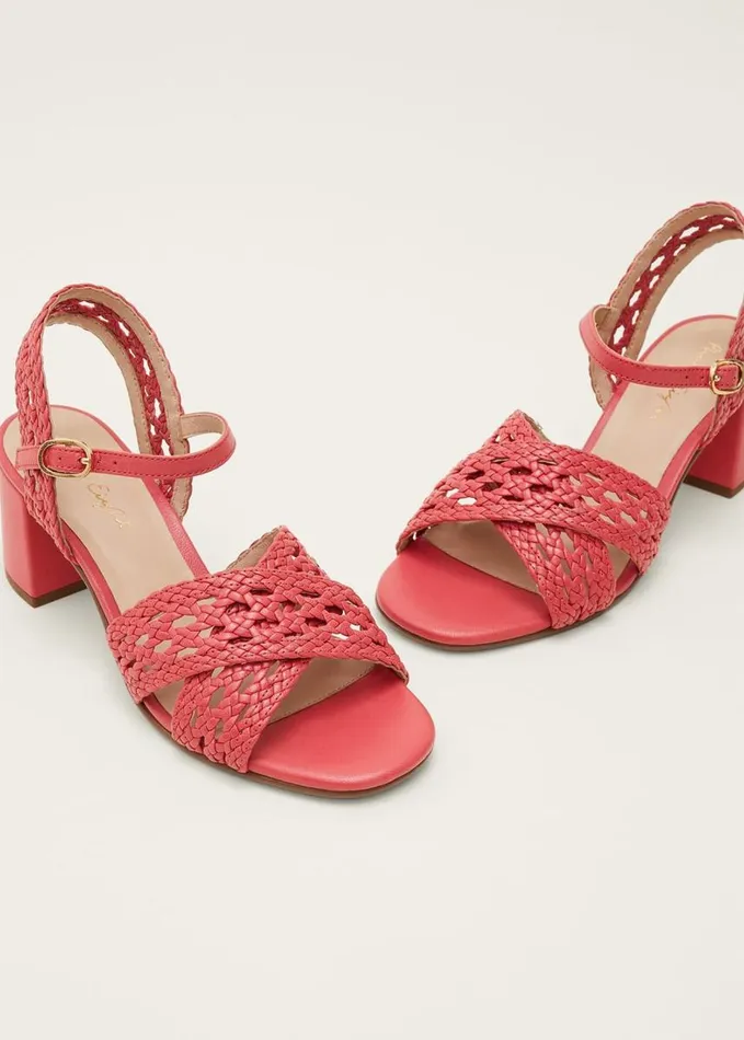 Phase Eight Weave Heeled Sandal Coral Women Heels