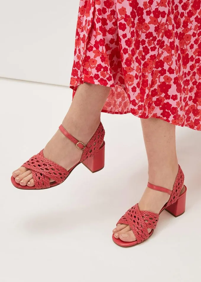 Phase Eight Weave Heeled Sandal Coral Women Heels