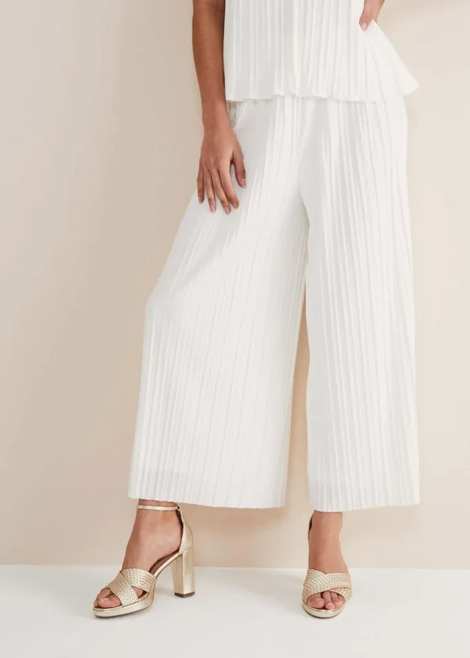 Phase Eight Winona Pleated Trousers Ivory Women Trousers